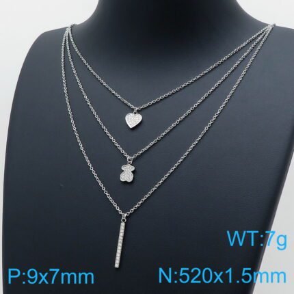 TOUS high-quality multi-color three-pendant bear love word necklace